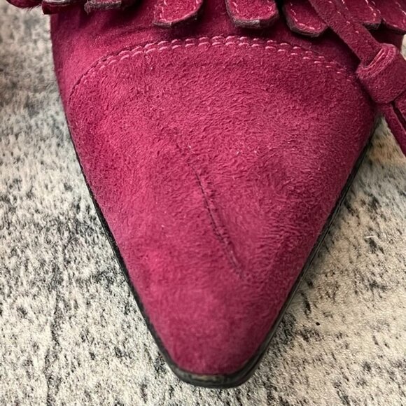 Walter Steiger Maroon Suede Victorian Kitten Heels Size 6 - Picture 2 of 13